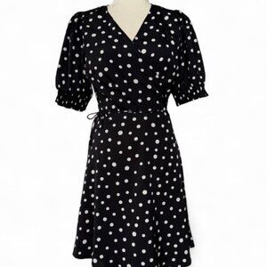 Black and White Polka Dot Midi Dress